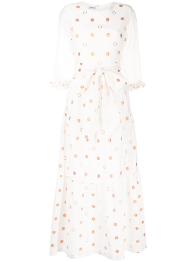 Baruni Polka-dot Pattern Tiered Gown In White
