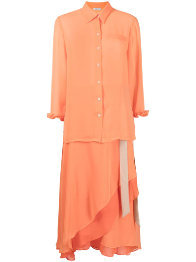 Baruni Asymmetric Skirt Set In Orange