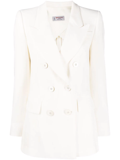 Alberto Biani Double-breasted Fitted Blazer In White