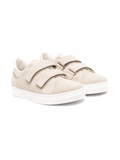 Brunello Cucinelli Teen Touch-strap Suede Trainers In Neutrals