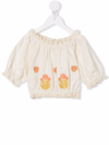 The New Society Ivory Tank Top For Girl With Flowers In Neutrals