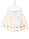 The New Society Clementine Embroidered Floral Cotton Shorts In White