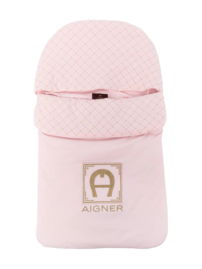 Aigner Embroidered Logo Sleep Bag In Pink