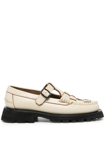 Hereu Soller Sport' Flat T-bar Slingback Woven Leaether Loafers In White
