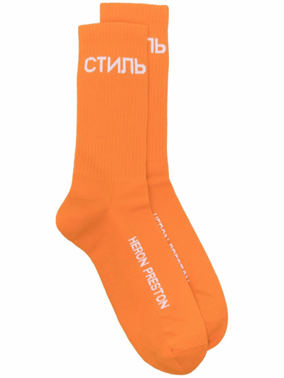Heron Preston Стиль Motif Socks In Orange
