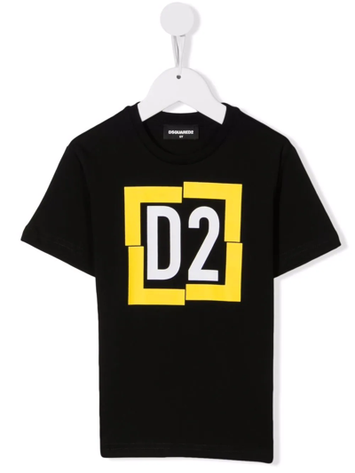Dsquared2 Teen Logo-print Cotton T-shirt In Black