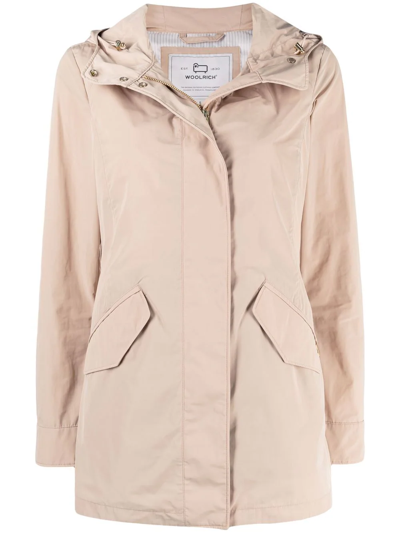 Woolrich Summer Button-front Parka Coat In Beige