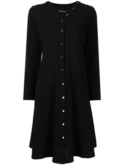 Tout A Coup Buttoned Long-sleeve Dress In Black