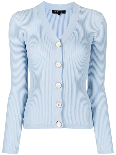 Tout A Coup Rib-knit Buttoned Cardigan In Blue