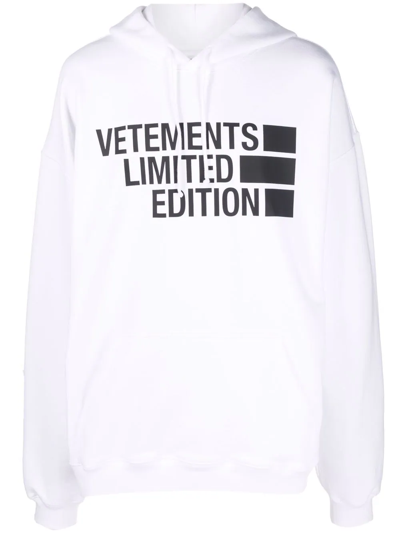 Vetements Logo-print Oversized Hoodie In White