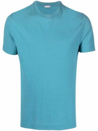 Zanone Round Neck T-shirt In Light Blue