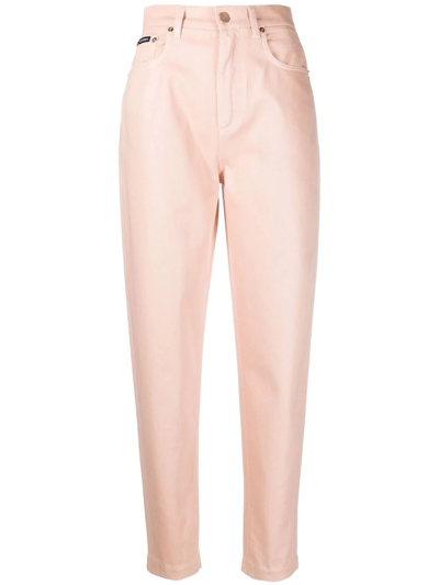 Dolce & Gabbana Tapered High-waisted Trousers In Neutrals