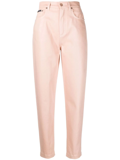 Dolce & Gabbana Tapered High-waisted Trousers In Nude
