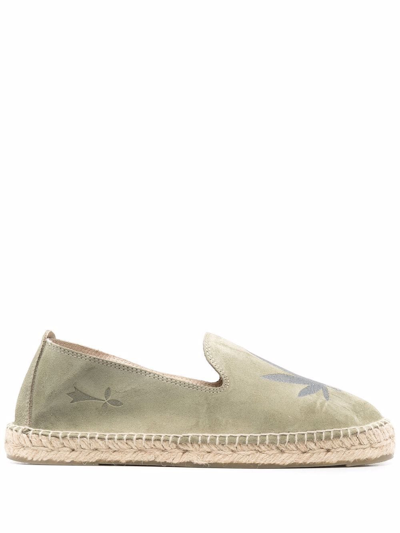 Manebi Palm Springs Embroidered Espadrilles In Green
