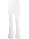 Courrèges Ribbed High-waisted Flared Leg Trousers In White