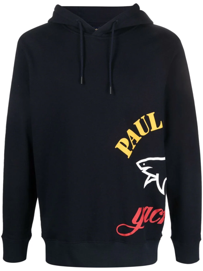 Paul & Shark Oversized Logo-print Hoodie In Blue