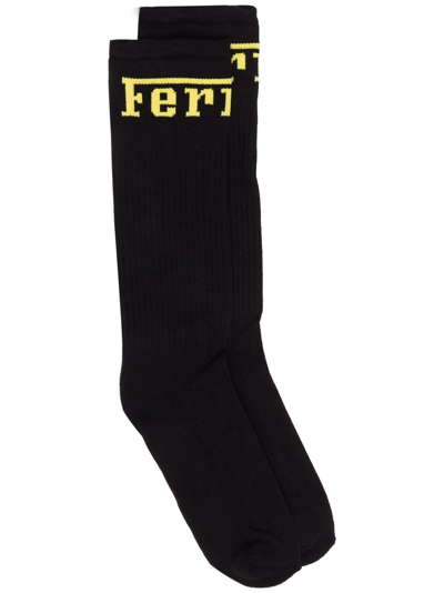 Ferrari Kids' Socks In Black Cotton