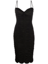 Magda Butrym Sweetheart-neck Ruched Stretch-crepe Midi Dress In Brown