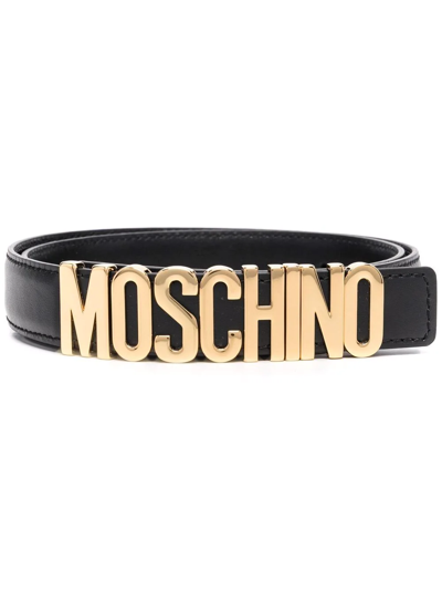 Moschino Logo-buckle Belt In Black