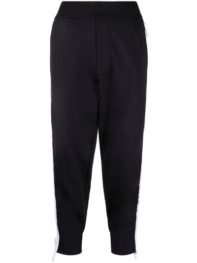 Dsquared2 Appliqué Stripe Jersey Track Pants In Black