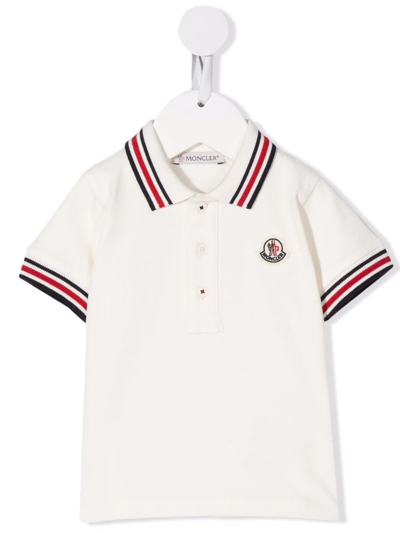 Moncler Babies' Logo-patch Polo Shirt In White