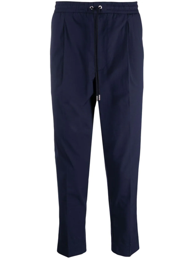 Moncler Drawstring Cropped Jersey Trousers In Blue