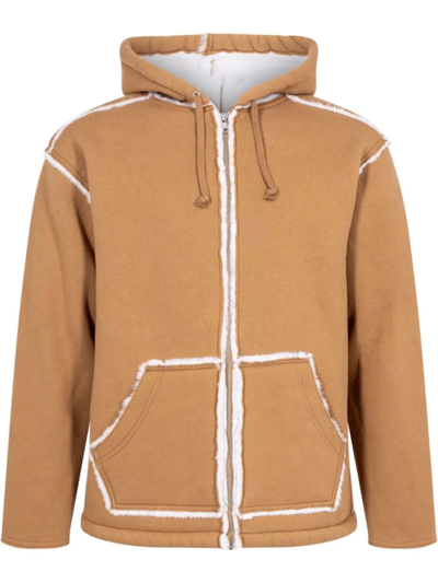 Supreme Faux Shearling Hooded Jacket In Brown