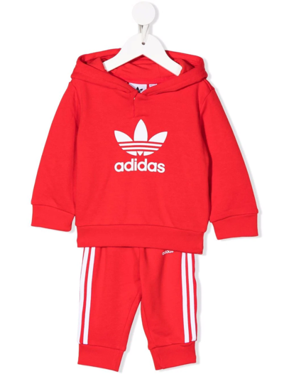 Adidas Originals Babies' Adidas Kids' Toddler Originals Pullover Hoodie And Jogger Trousers Set In Red/white