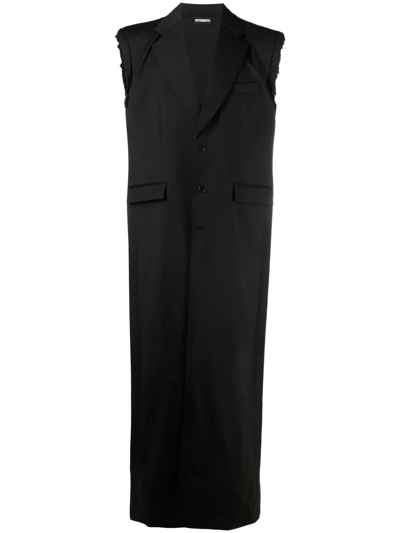 Vetements Long Sleeveless Tailored Coat In Black