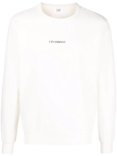 C.p. Company Cotton Logo-print Sweatshirt In Weiss