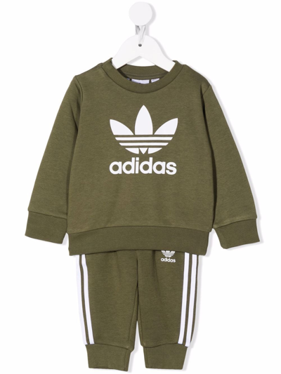 Adidas Originals Babies' Trefoil Logo-print Tracksuit In Green