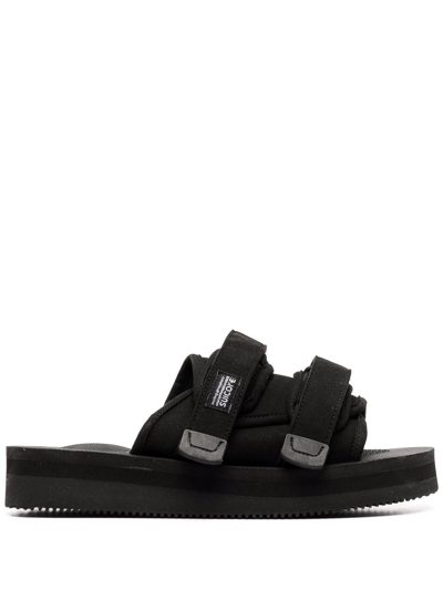 Suicoke Side Touch-strap Fastening Slides In Black