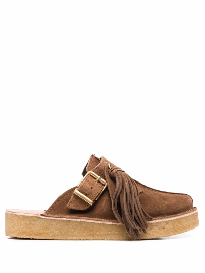 Clarks Originals Tassel-detail Suede Mules In Brown
