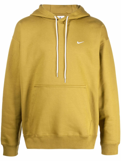 Nike Solo Swoosh Logo-embroidered Cotton-blend Jersey Hoody In Green