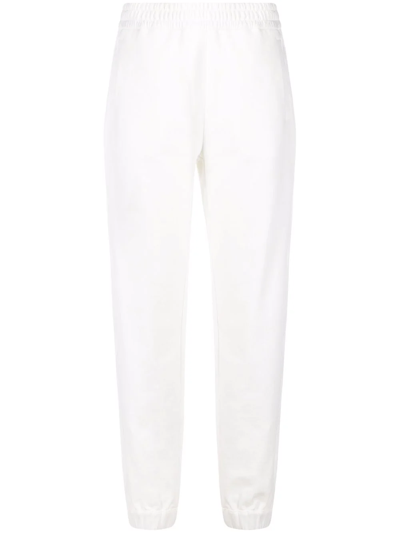 Moncler Logo-embroidered Cotton-jersey Track Trousers In White