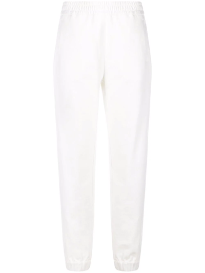 Moncler Logo-embroidered Cotton-jersey Track Pants In White