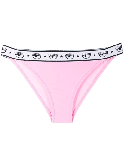 Chiara Ferragni Womens Logomania Pink Stretch Fabric Bikini Briefs