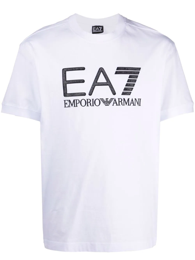 Ea7 Logo-print Short-sleeve T-shirt In White