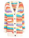 Msgm Striped Chunky Knit Cardigan In Neutrals