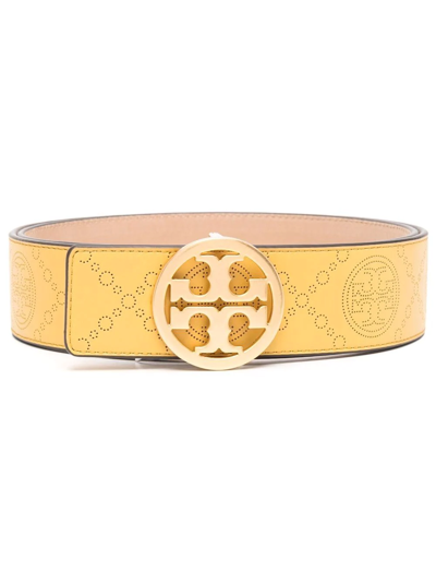 Tory Burch 经典logo皮质扣环腰带 In Yellow