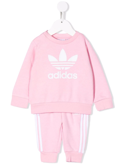 Adidas Originals Babies' Trefoil Logo-print Tracksuit In Pink