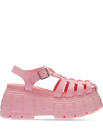 Miu Miu Tire Platform Fisherman Sandal In Rosa