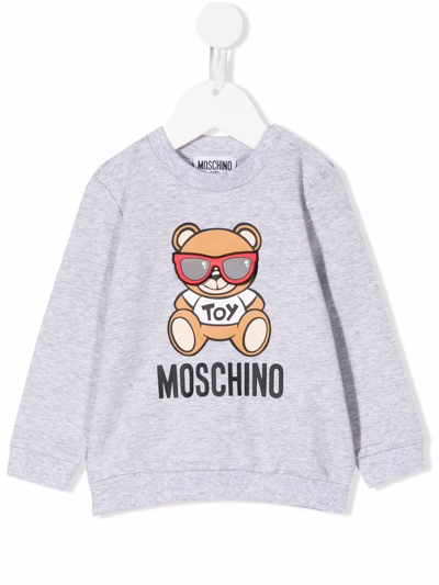 Moschino Babies' Teddy Bear Print Sweatshirt In Grey