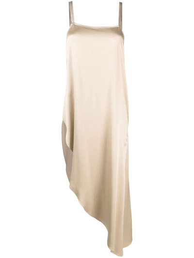Antonelli Asymmetric Sleeveless Dress In Beige