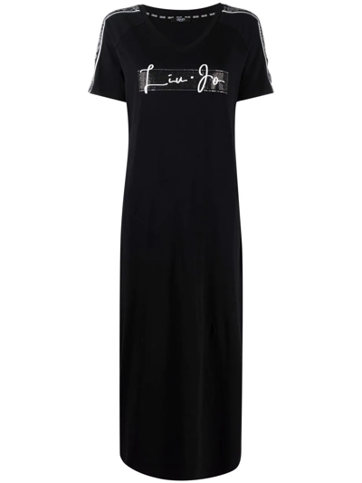 Liu •jo Logo-print T-shirt Dress In Black