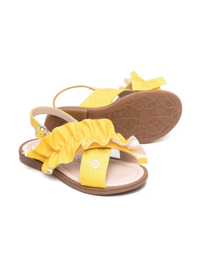 Florens Kids' Ruffled Open Toe Sandals In Yellow