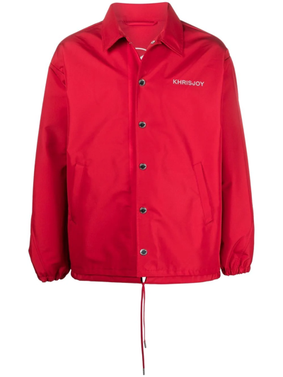 Khrisjoy Drawstring-waist Shirt Jacket In Red