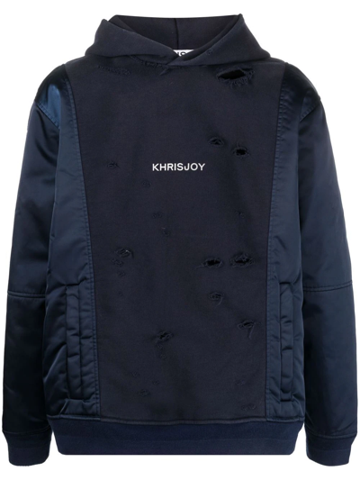 Khrisjoy Panelled Logo-embroidered Hoodie In Blue