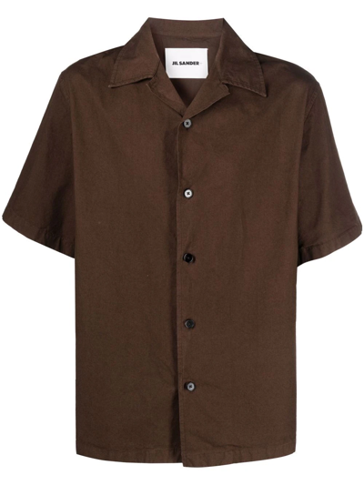 Jil Sander Short-sleeved Button-down Shirt In Brown