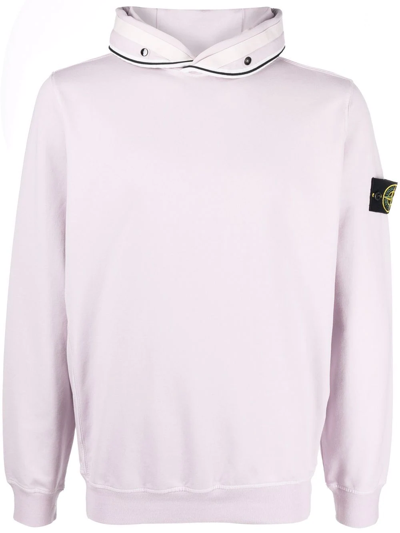 Stone Island 对比滚边logo连帽衫 In Rosa Quarzo